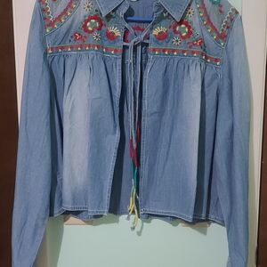 Double D Ranch Blue Embroidered Jean Jacket
